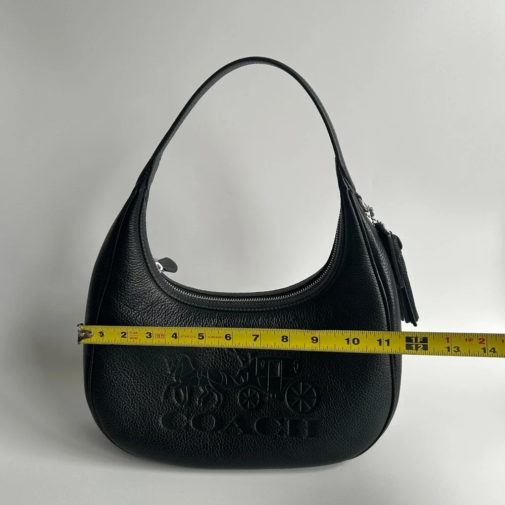 Coach Carmen Shoulder Bag Black Pebbled Leather Horse and Carriage CR151